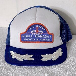 Vintage Gulf Alberta Canada Pipeline Mesh Back Snap Back Trucker Hat